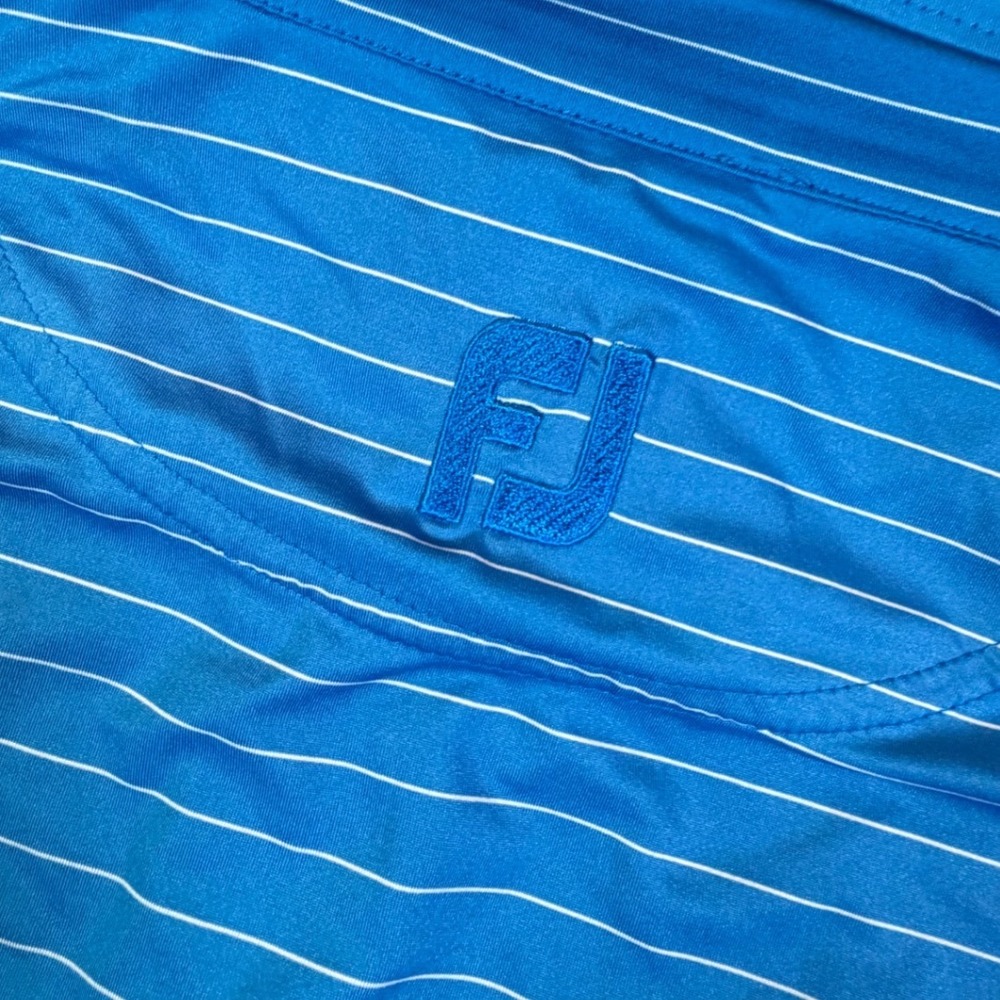 FootJoy Mens ProDry Striped Golf Polo Shirt Blue White Short Sleeve Large - Picture 5 of 5